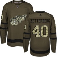 Adidas Detroit Red Wings #40 Henrik Zetterberg Green Salute to Service Stitched NHL Jersey