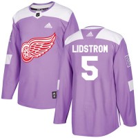 Adidas Detroit Red Wings #5 Nicklas Lidstrom Purple Authentic Fights Cancer Stitched NHL Jersey