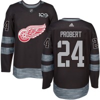 Adidas Detroit Red Wings #24 Bob Probert Black 1917-2017 100th Anniversary Stitched NHL Jersey