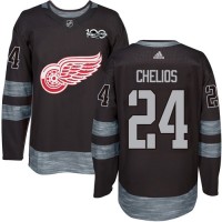 Adidas Detroit Red Wings #24 Chris Chelios Black 1917-2017 100th Anniversary Stitched NHL Jersey