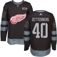 Adidas Detroit Red Wings #40 Henrik Zetterberg Black 1917-2017 100th Anniversary Stitched NHL Jersey