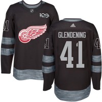 Adidas Detroit Red Wings #41 Luke Glendening Black 1917-2017 100th Anniversary Stitched NHL Jersey