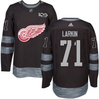 Adidas Detroit Red Wings #71 Dylan Larkin Black 1917-2017 100th Anniversary Stitched NHL Jersey