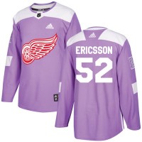 Adidas Detroit Red Wings #52 Jonathan Ericsson Purple Authentic Fights Cancer Stitched NHL Jersey