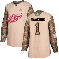 Adidas Detroit Red Wings #1 Terry Sawchuk Camo Authentic 2017 Veterans Day Stitched NHL Jersey
