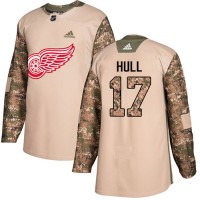 Adidas Detroit Red Wings #17 Brett Hull Camo Authentic 2017 Veterans Day Stitched NHL Jersey
